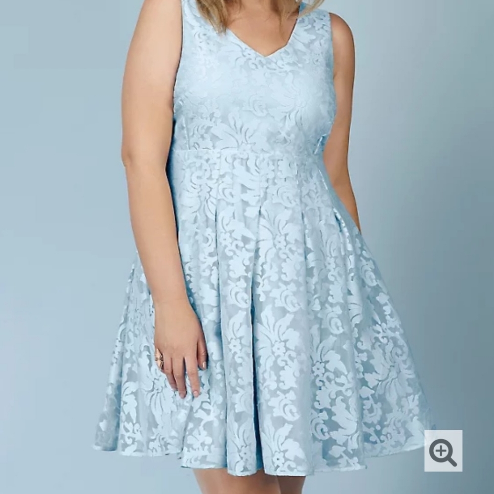TORRID Blue plus size 24 JACQUARD SKATER DRESS